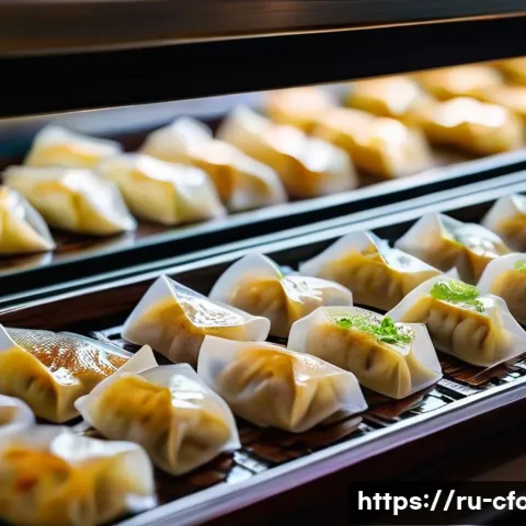 중식 냉동식품 후기 - **Prompt:** A close-up shot of various perfectly formed, delicate frozen Chinese dumplings and dim s...