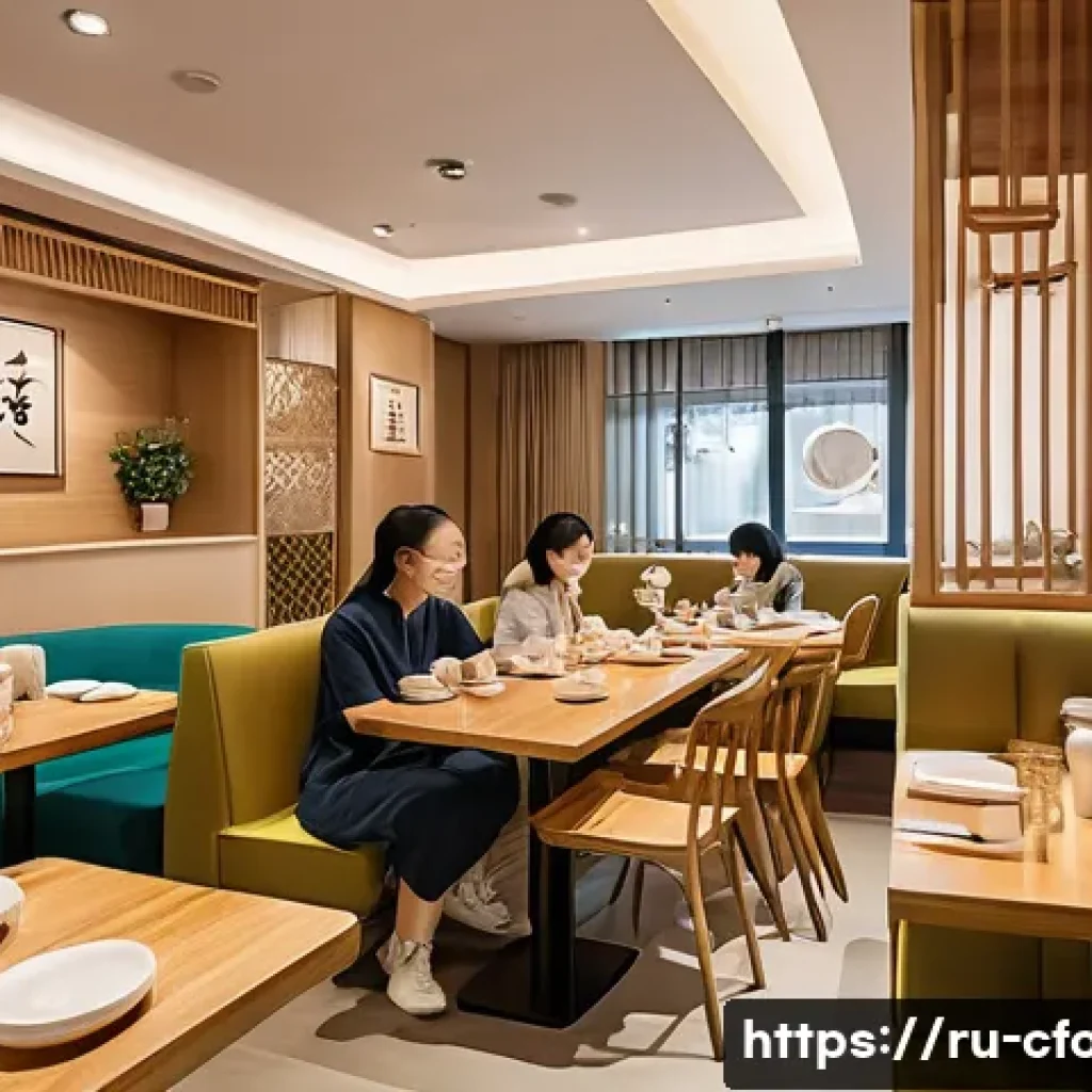 중식 요리 창업 사례 - A vibrant and inviting scene inside a modern Chinese family cafe located in a bustling residential a...