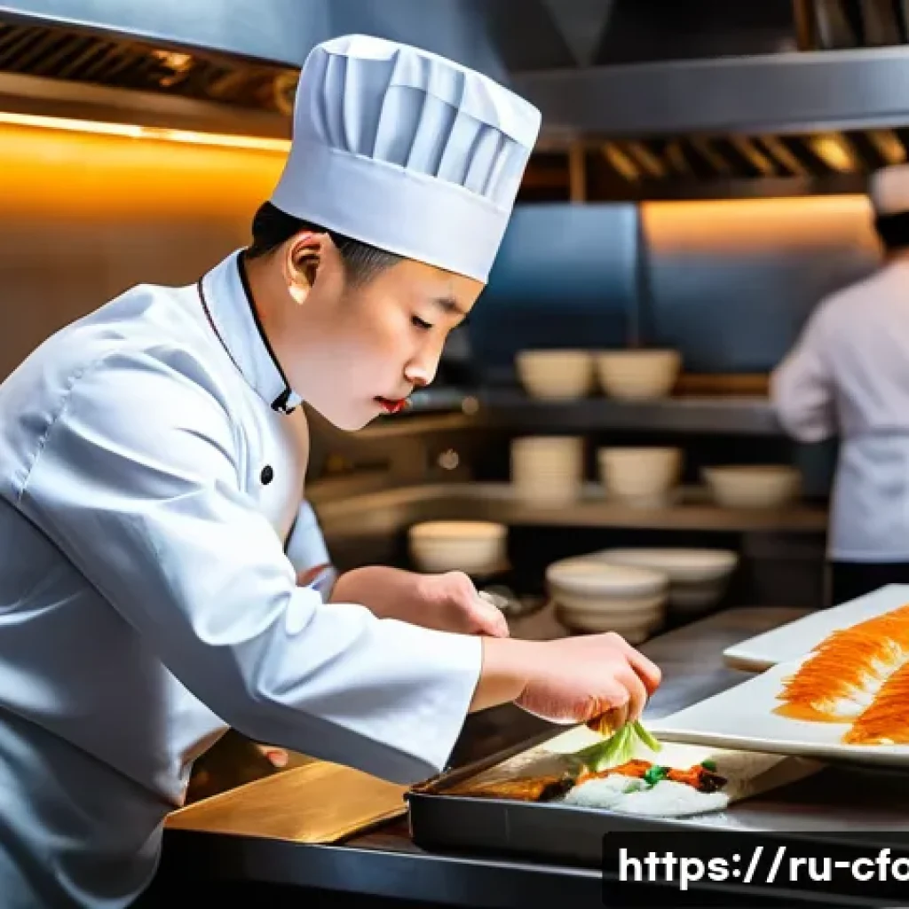 중식 조리사 연봉 - A professional Chinese cuisine chef in a modern upscale kitchen of a premium restaurant in Moscow, w...