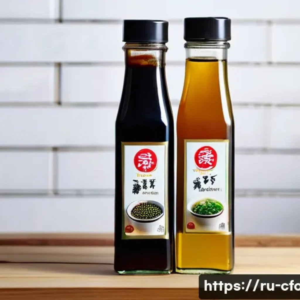 중식 소스 제조사 비교 - A high-quality close-up image of three distinct soy sauce bottles from popular brands including Lee ...