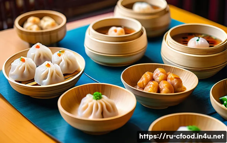 중국 요리 스토리텔링 - A detailed scene of a traditional Cantonese dim sum restaurant interior during daytime, featuring a ...