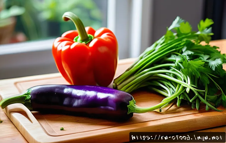 마라샹궈 만드는 법 - A vibrant, close-up image of a rustic kitchen table featuring freshly picked colorful vegetables and...