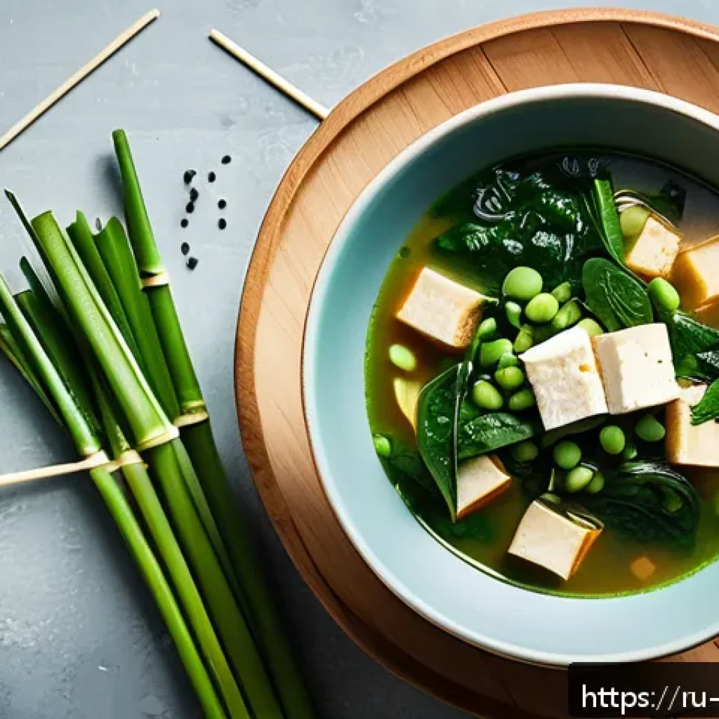 중식당 계절별 메뉴 - A vibrant spring Chinese dining scene featuring a delicate bowl of spinach and tofu soup, surrounded...